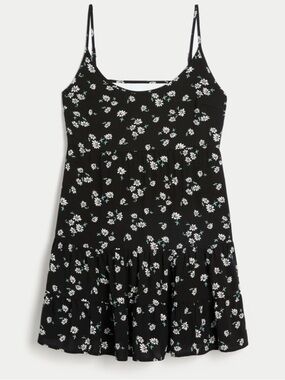 Hollister Black Floral Spaghetti Strap Sundress size X-Large